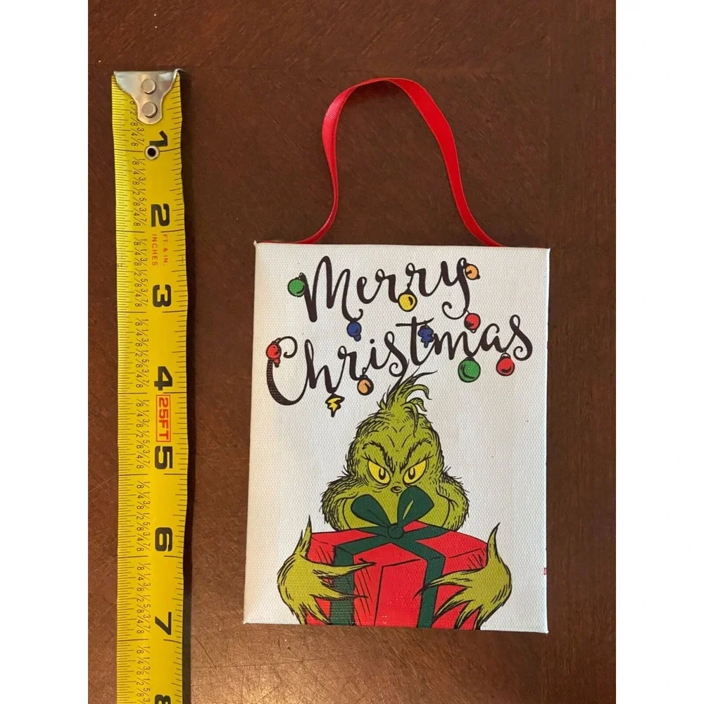 Set Of 2 Grinch Christmas Light‎ Up Canvas Xmas Tree Ornament grinchmas